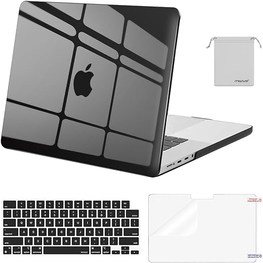 MOSISO Compatible with MacBook Pro 16 inch Case 2024 2023 2022 2021 Release M3 A2991 M2 A2780 M1 A2485 Pro Max, Plastic Hard Shell Case&Keyboard Cover&Screen Protector&Storage Bag, Crystal Black