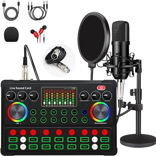 sktome M300-ZM01 XLR Microphone Bundle, 48V, Adjustable Stand, Dual DSP Noise Reduction, 4 Voice Changers, RGB Lighting, 12 Month Warranty